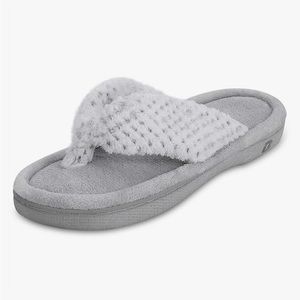 Women's Memory Foam Flip Flop Slippers  Anti-Skid Rubber Sole, Grey, Size 9-10